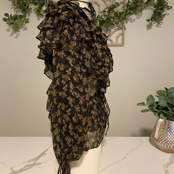 Topshop Sheer Ruffle Blouse - Picture 3 of 10